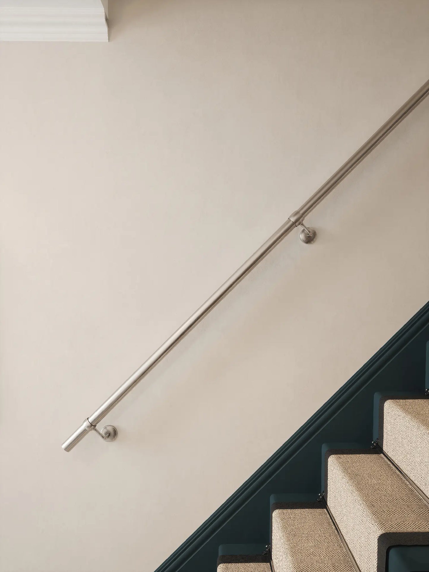 Harbury Brushed Silver Straight Flight Handrail