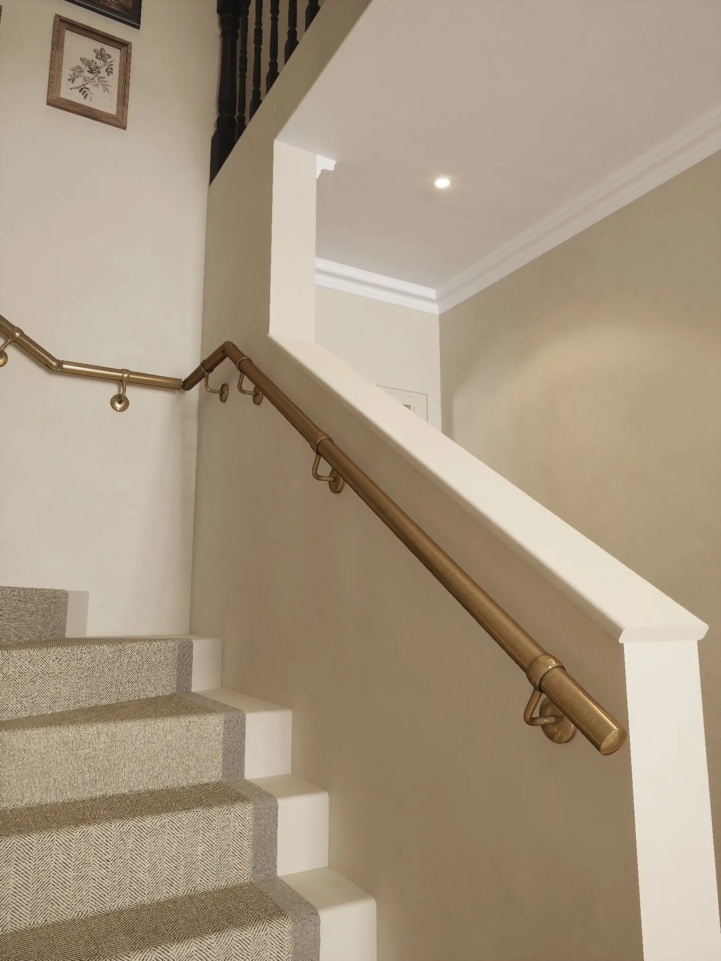 Loxley Antique Brass Single Winder Handrail