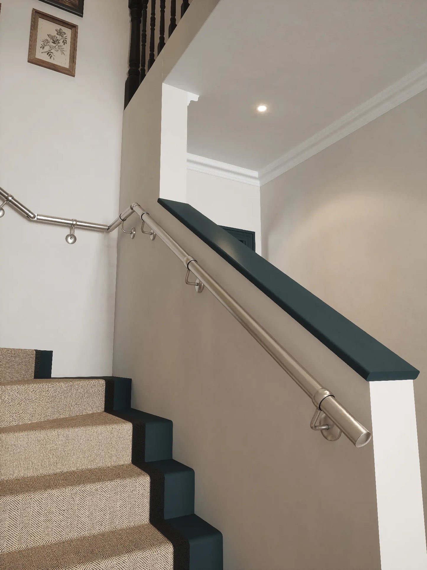 Harbury Brushed Silver Single Winder Handrail