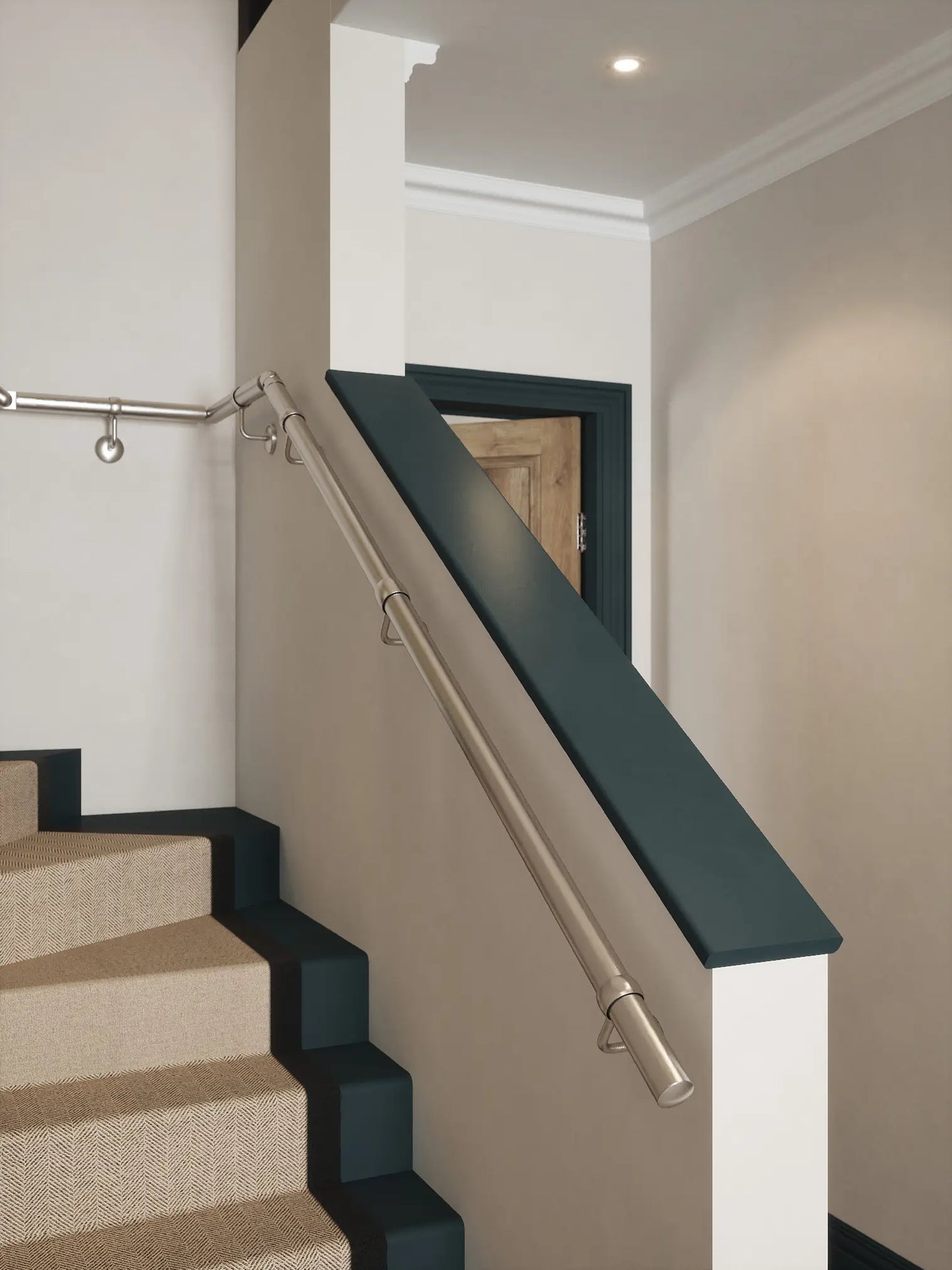 Harbury Brushed Silver Single Winder Handrail