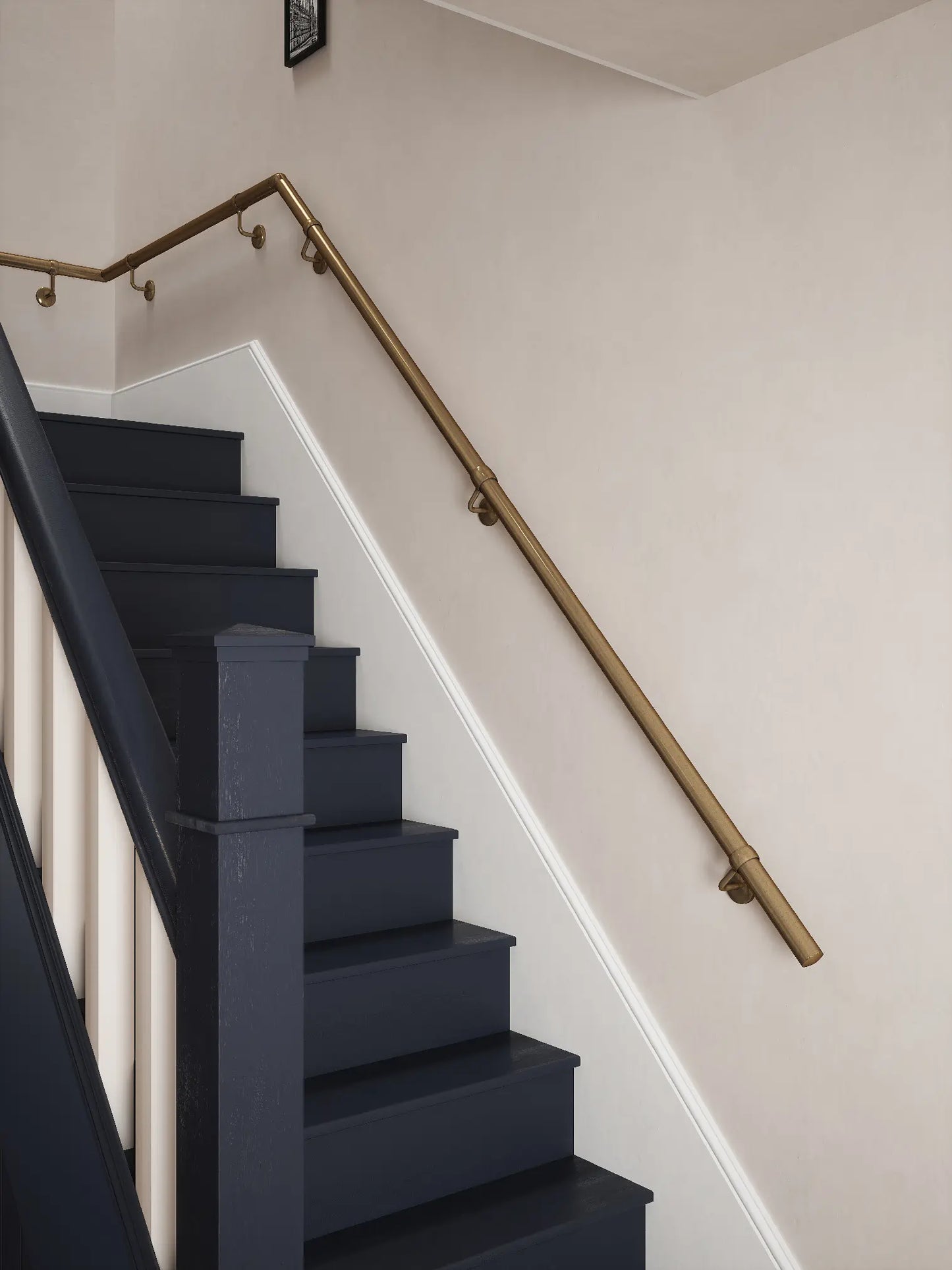 Loxley Antique Brass Quarter Landing Handrail