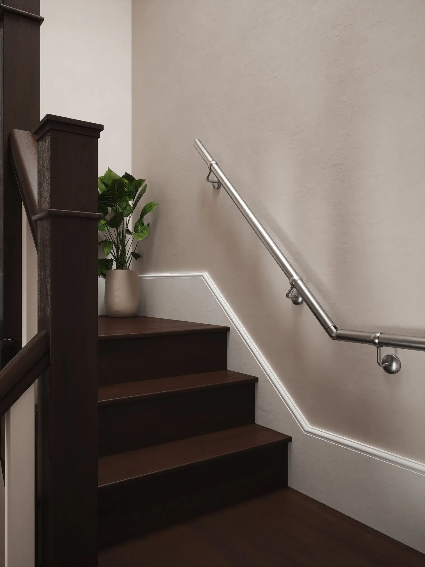 Harbury Brushed Silver Quarter Landing Handrail