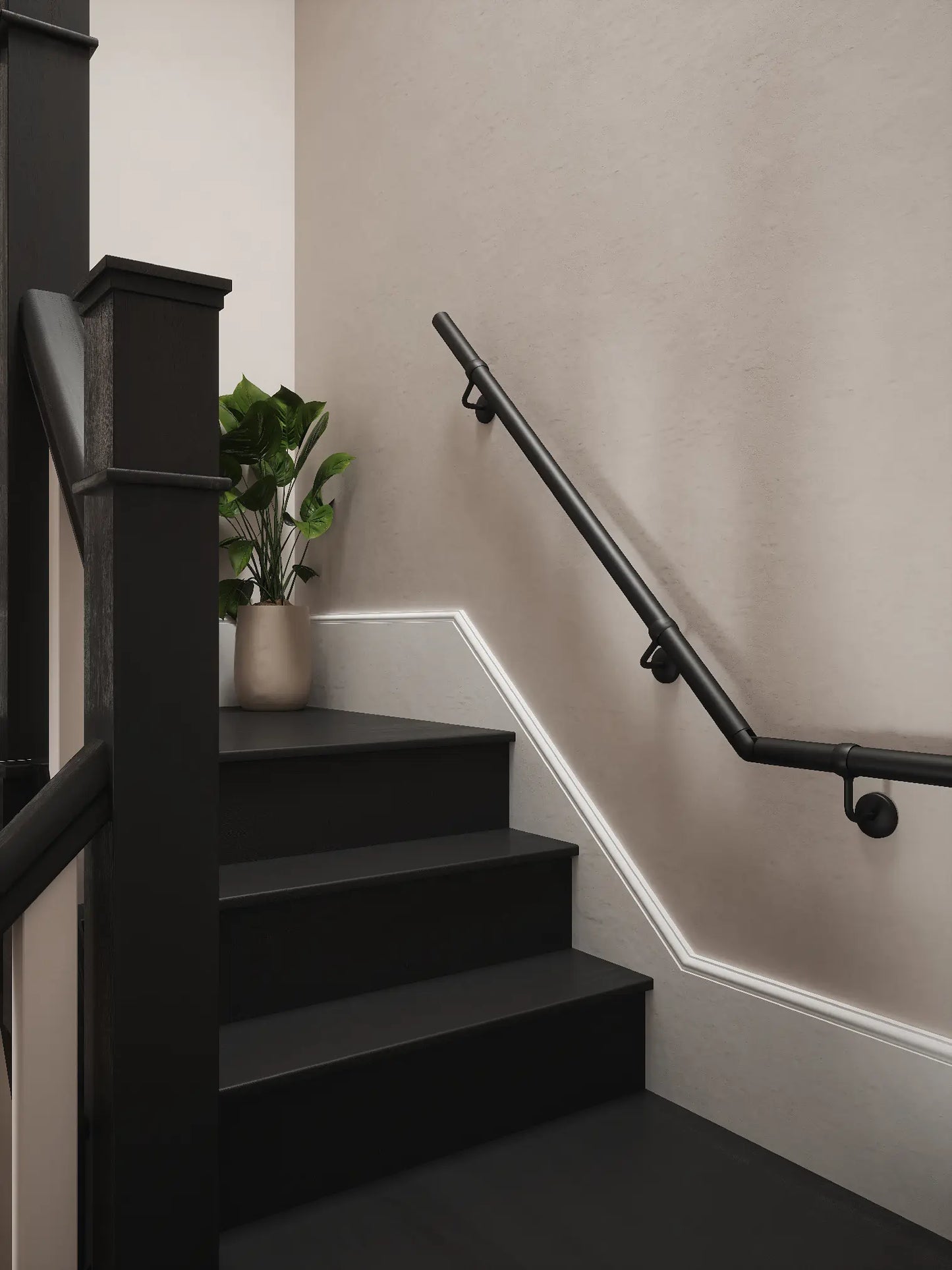 Kineton Matt Black Quarter Landing Handrail
