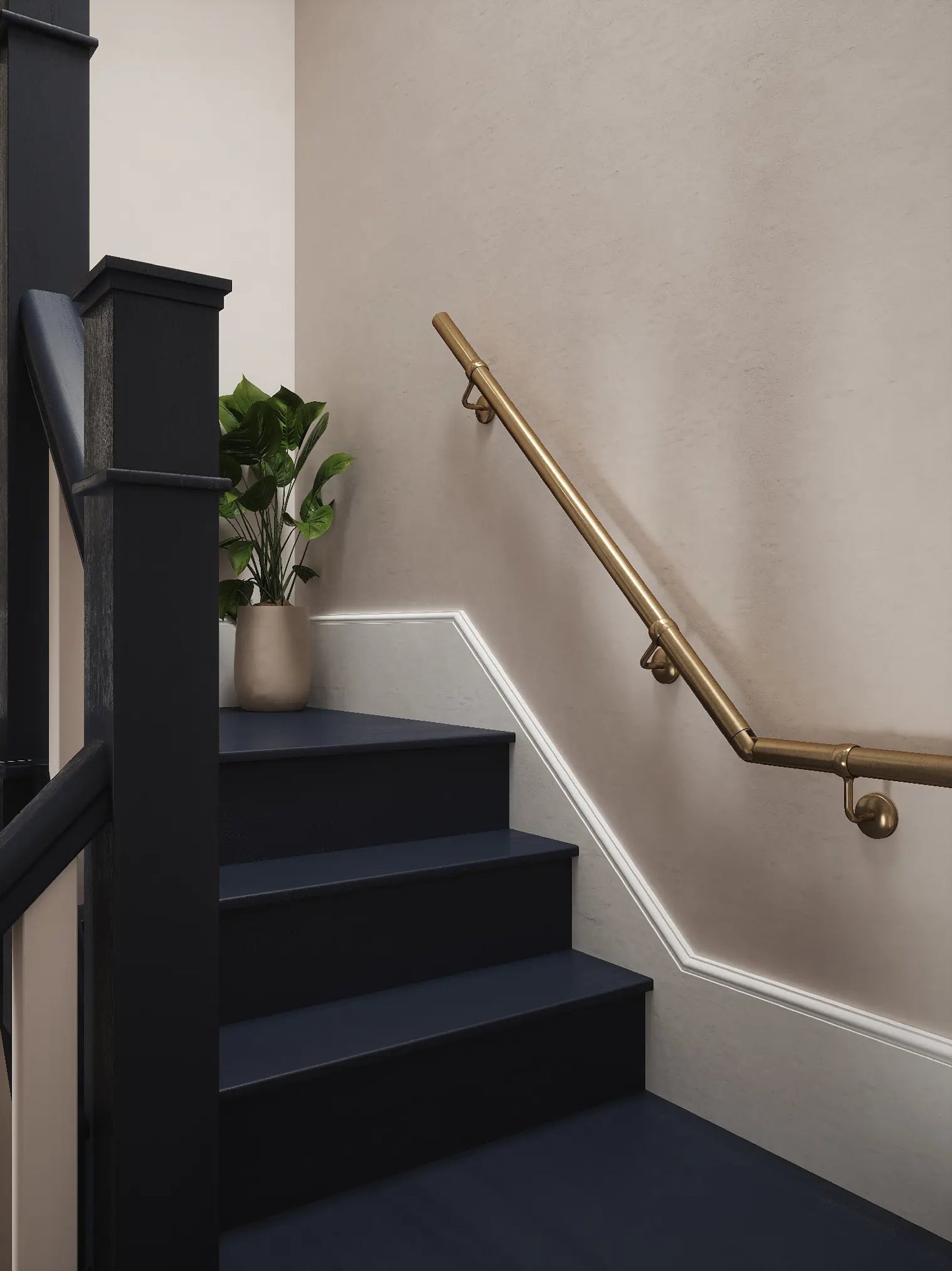 Loxley Antique Brass Quarter Landing Handrail