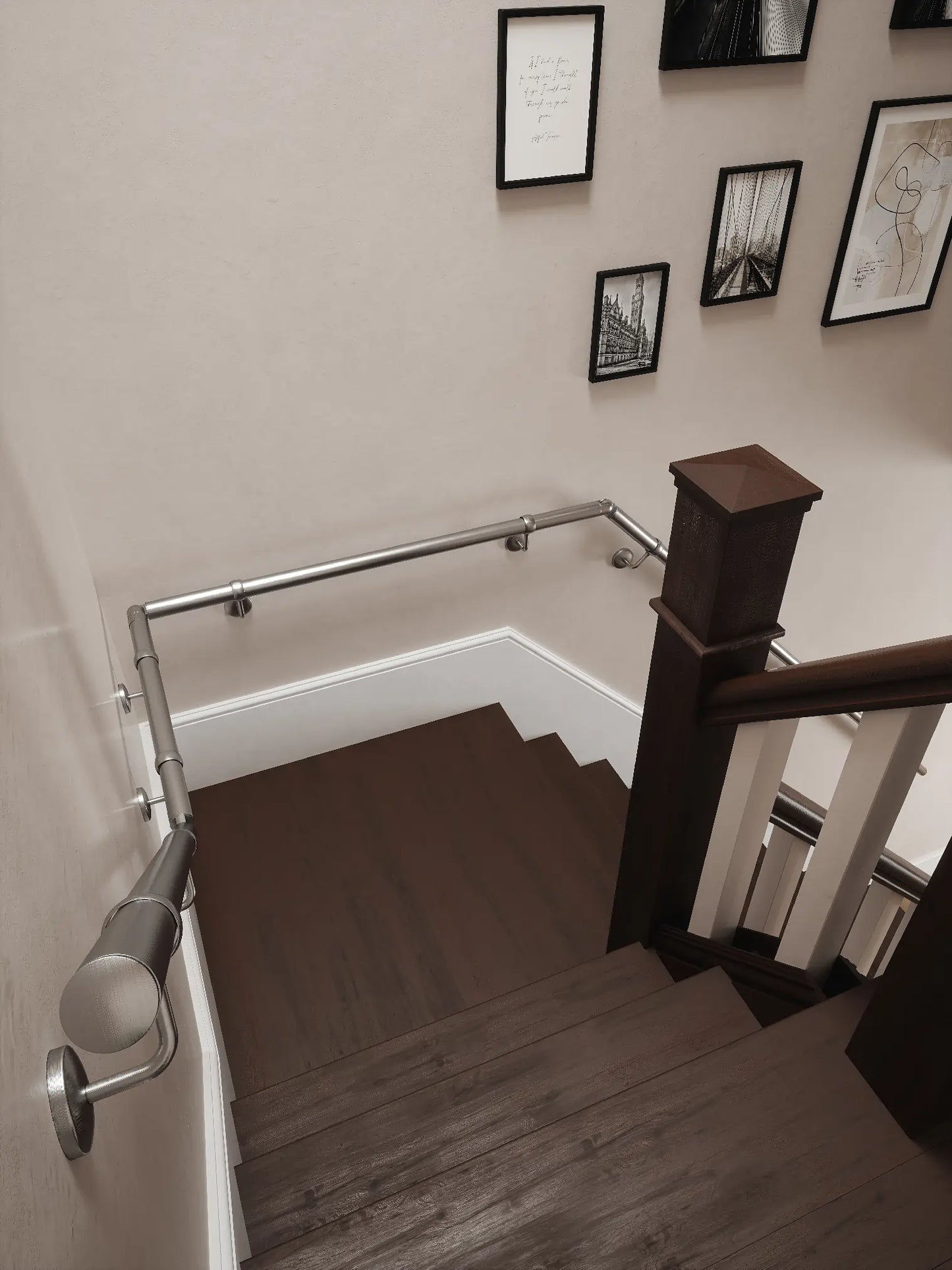 Harbury Brushed Silver Quarter Landing Handrail