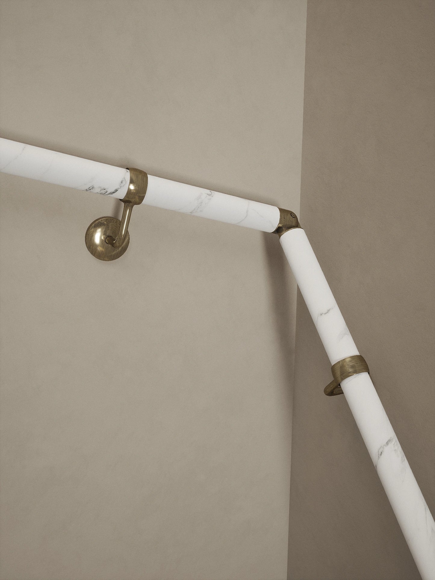Montford Soft White Marble Double Winder Handrail