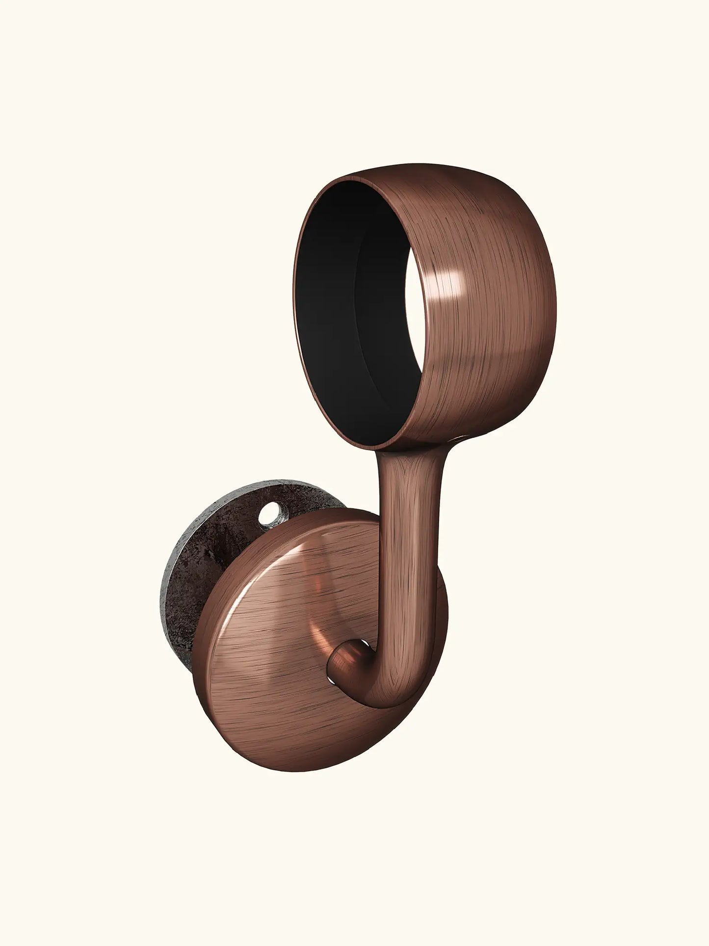 Sambourne Antique Copper Support Bracket showing fitting location and cover.