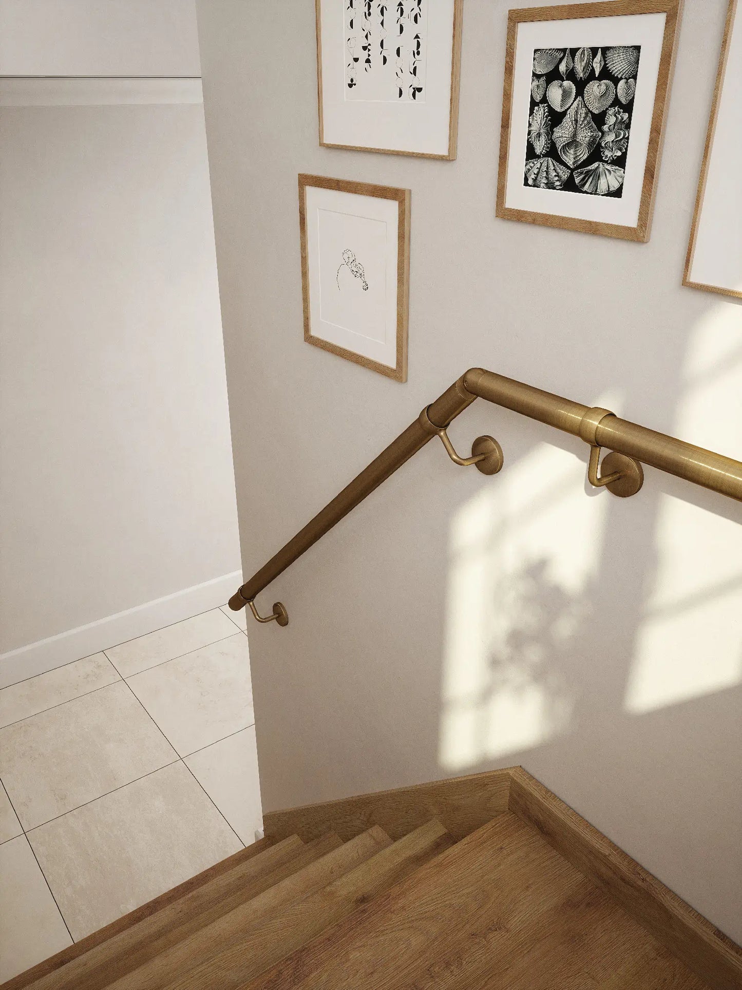 Loxley Antique Brass Half Turn Handrail