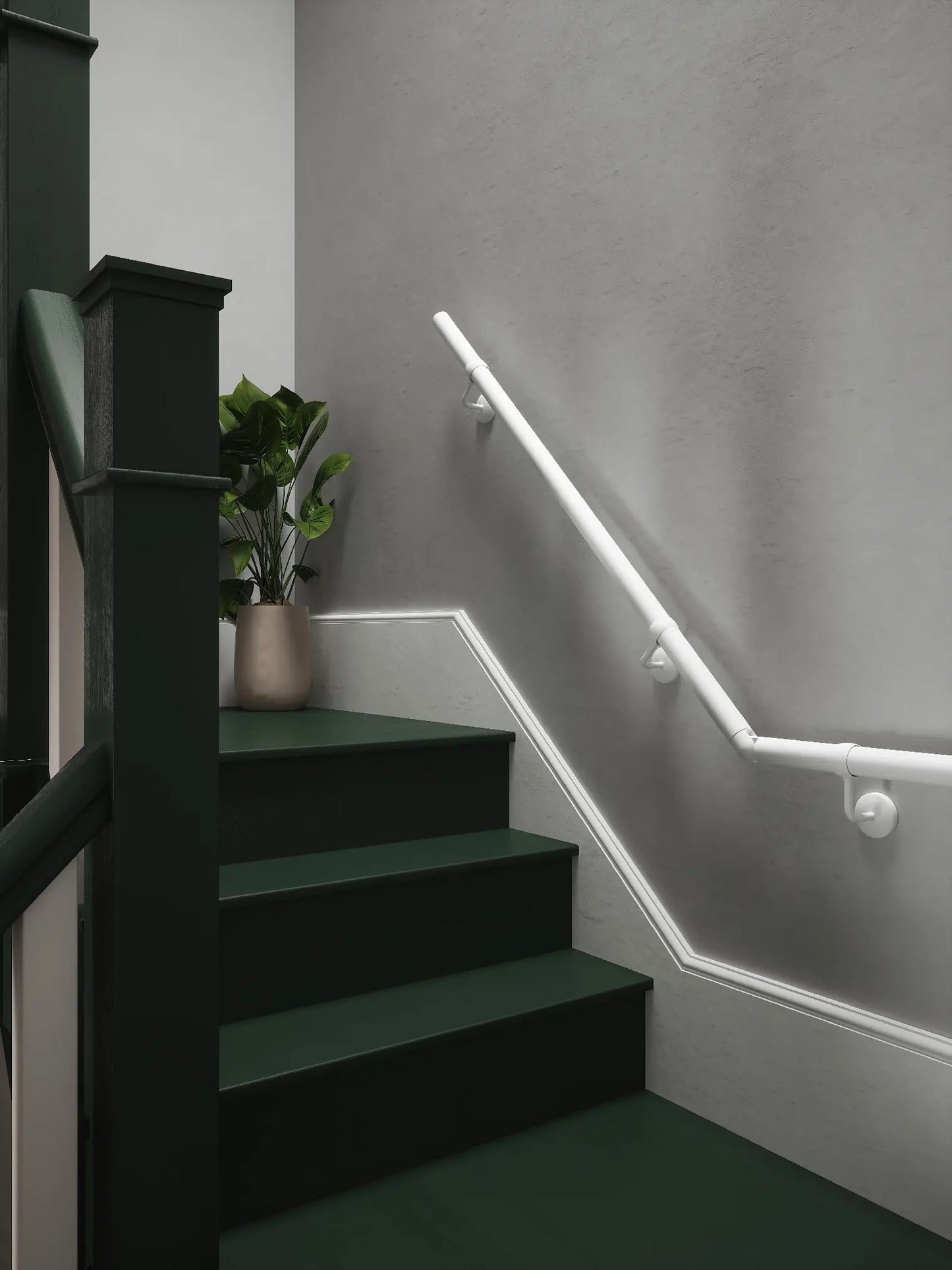 Edstone Matt White Quarter Landing Handrail
