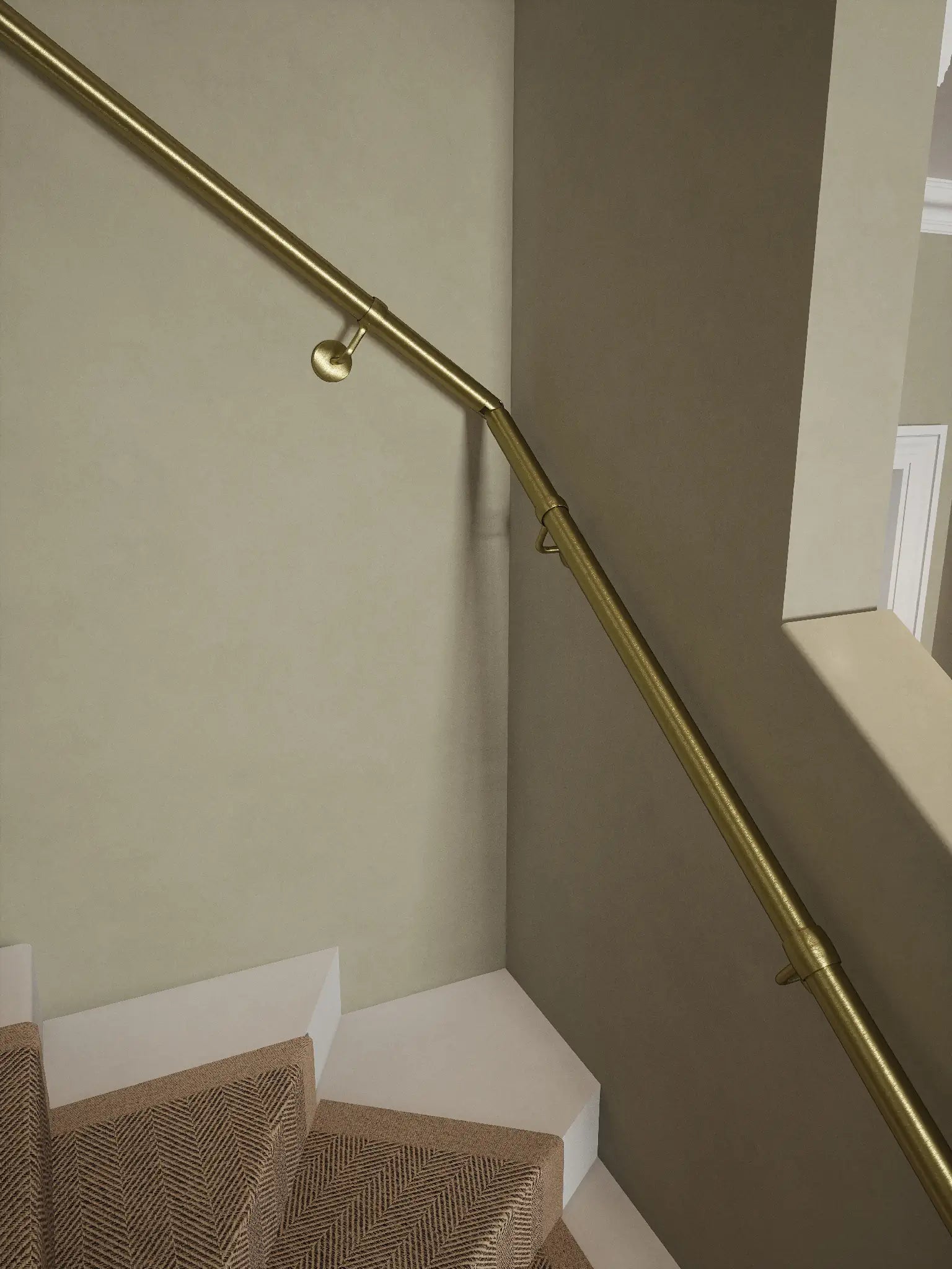 Ashorne Satin brass single winder handrail elbow and turn