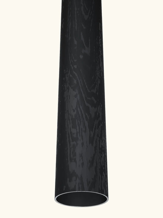 close up of Black wood effect metal handrail pole