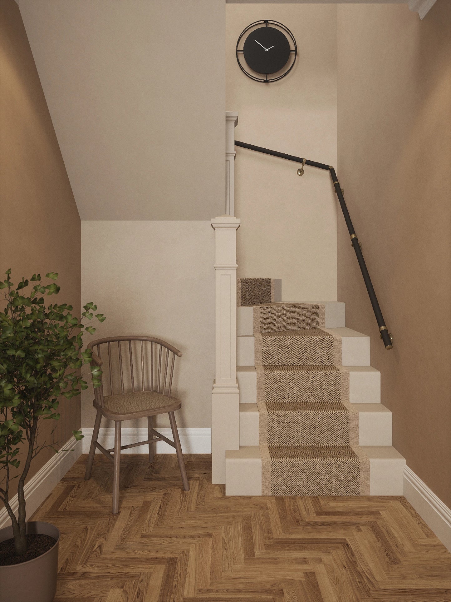 Burcot Espresso Leather Double Winder Handrail