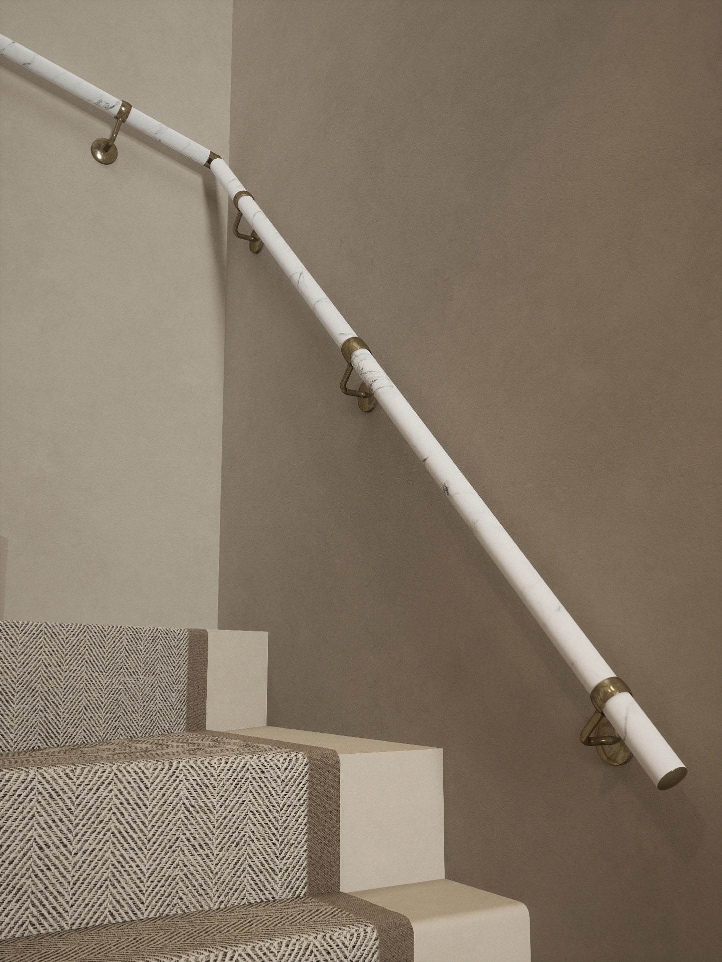 Montford Soft White Marble Double Winder Handrail