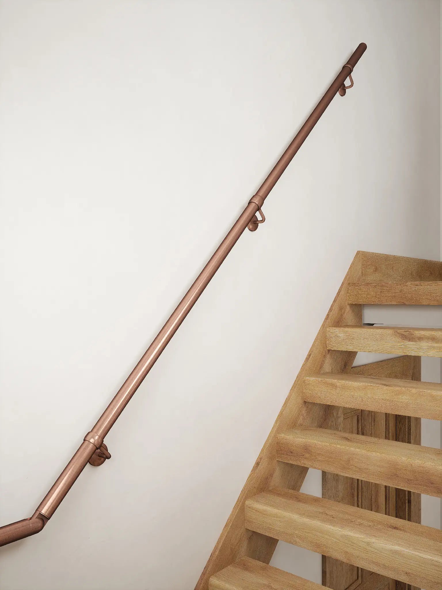Sambourne Antique Copper Double Winder Handrail final run from elbow.