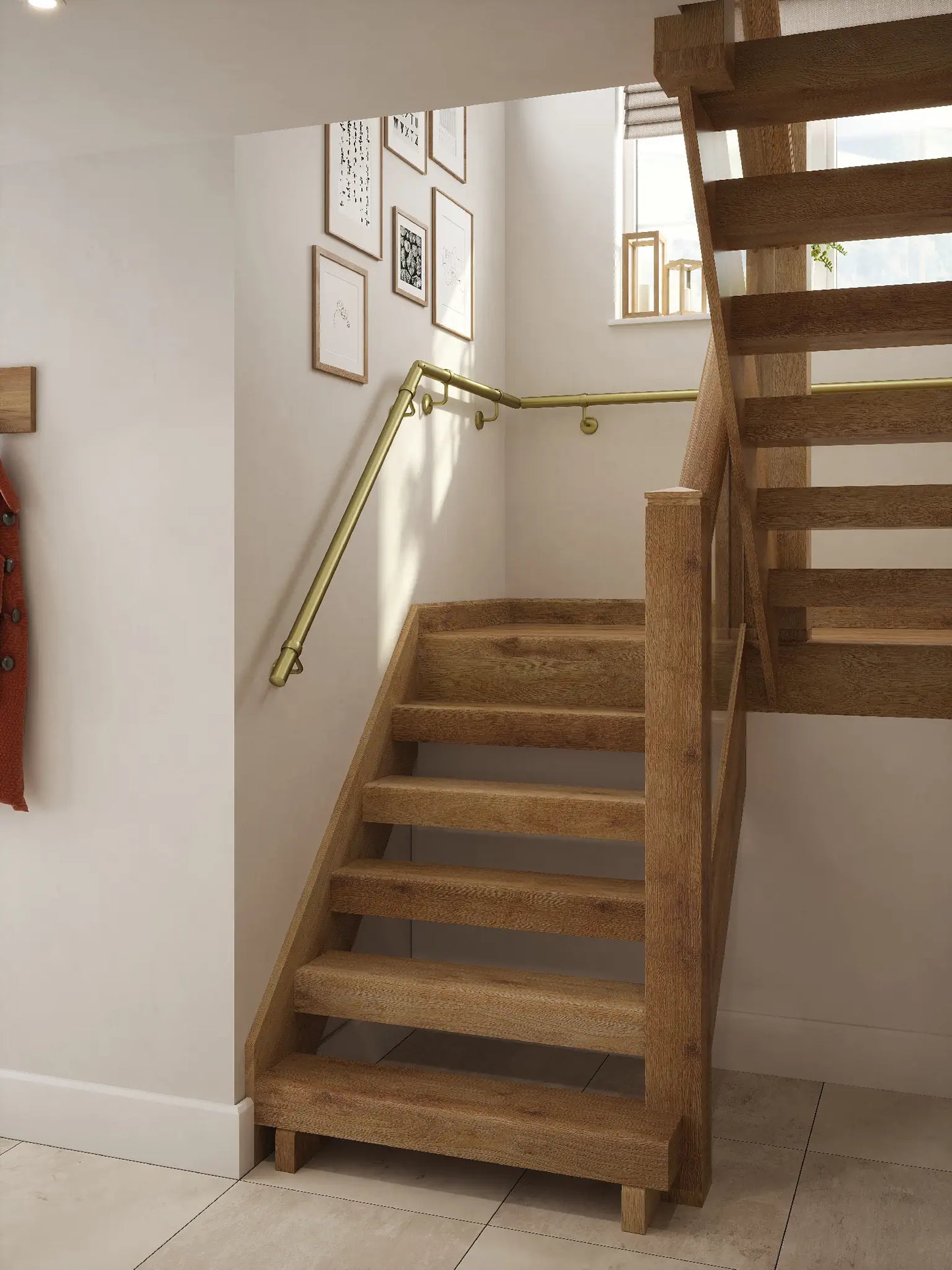 Ashorne Satin brass half turn handrail system