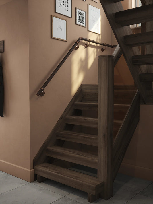 Wroxall Ebony Half Turn Handrail with Sambourne Antique Copper brackets