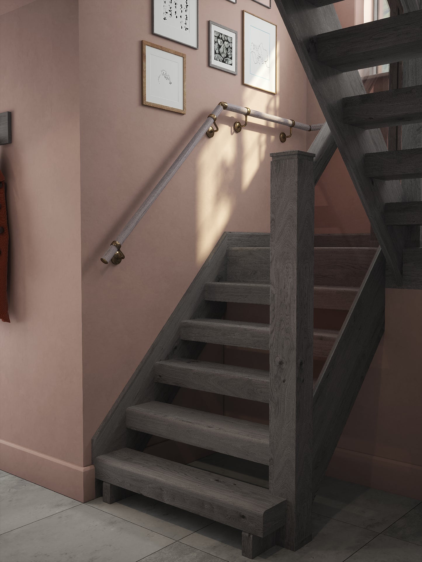 Pattingham Grey Wood Half Turn Handrail