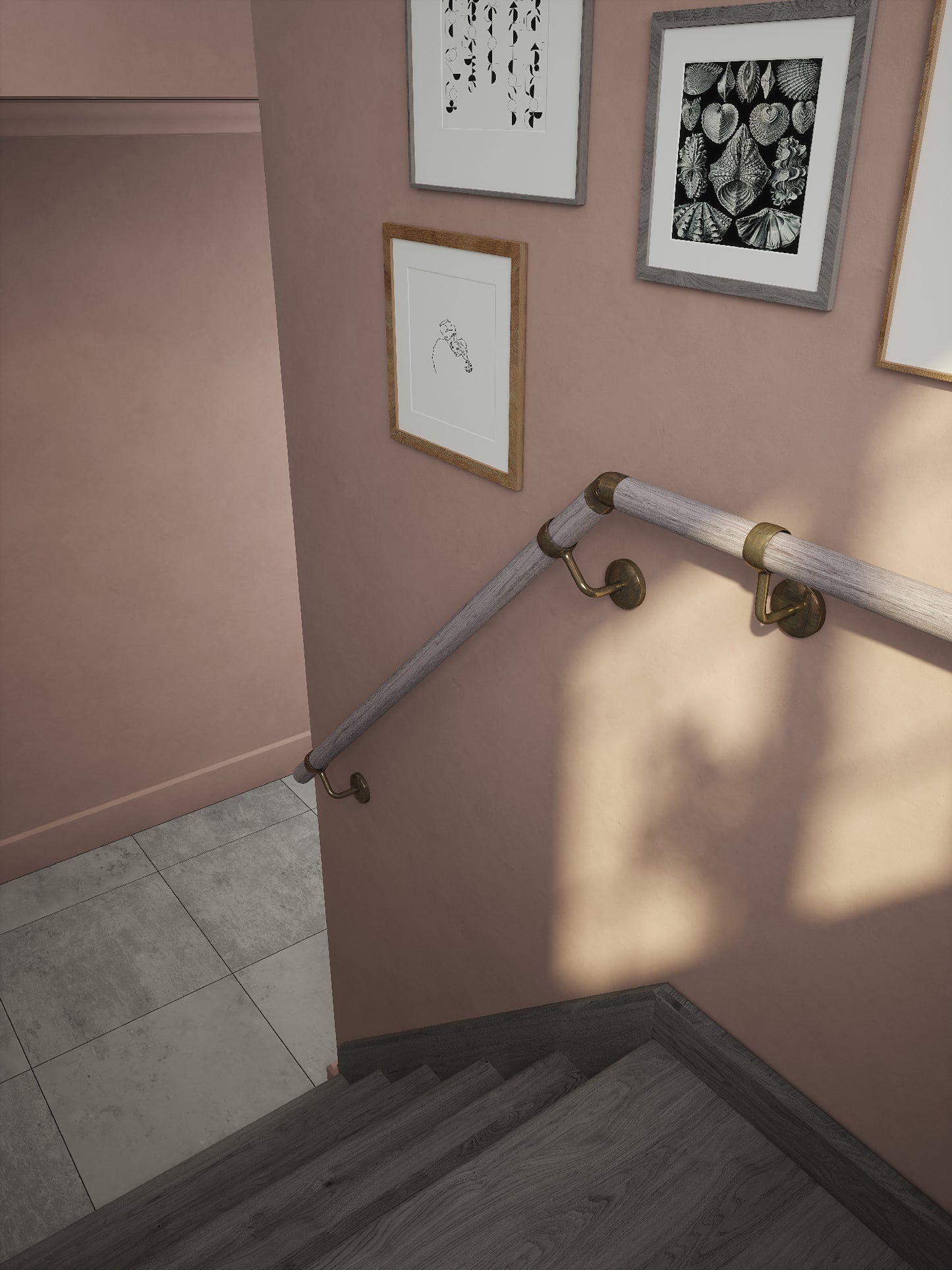 Pattingham Grey Wood Half Turn Handrail