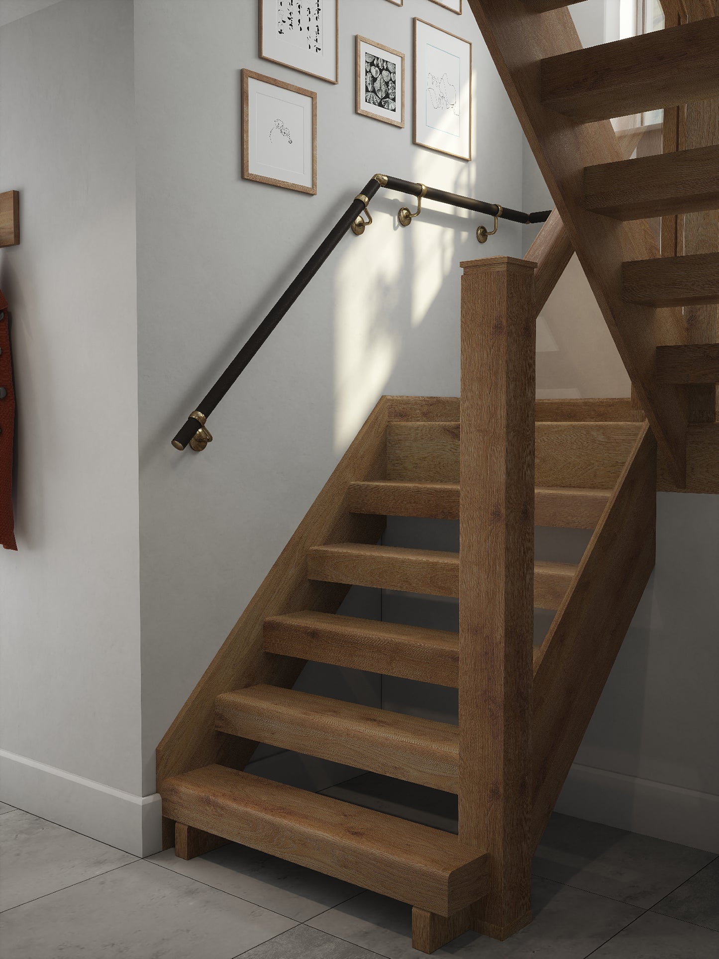 Burcot Espresso Leather Half Turn Handrail