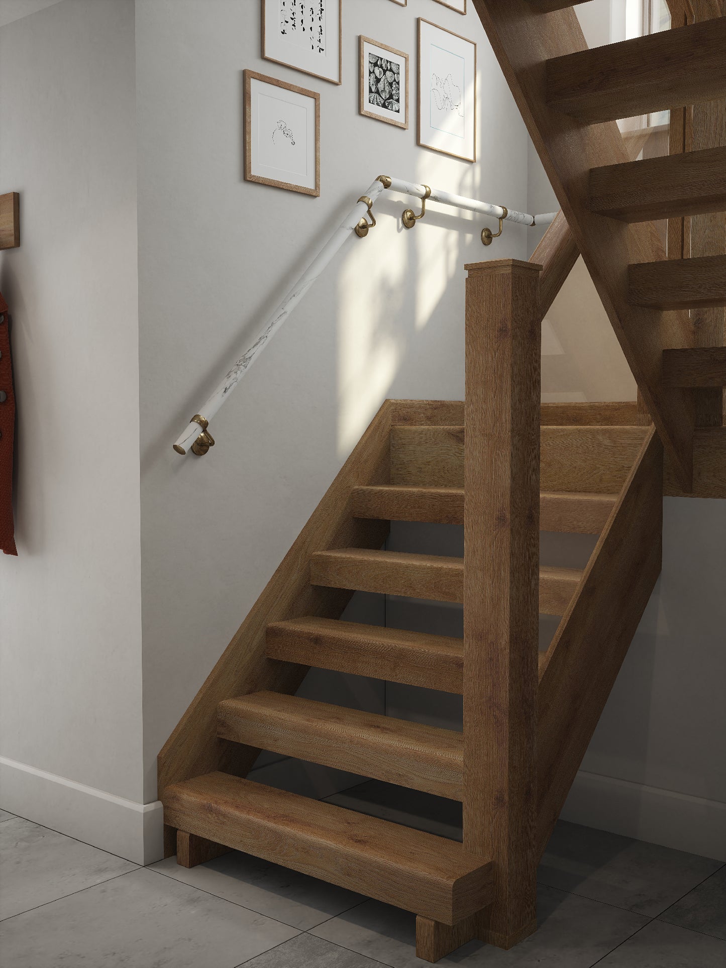 Montford Soft White Marble Half Turn Handrail