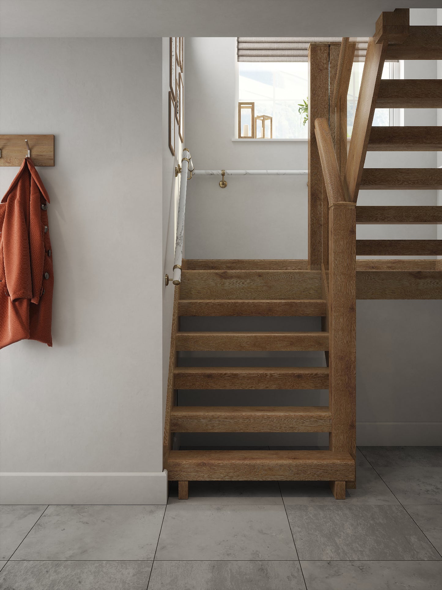 Montford Soft White Marble Half Turn Handrail