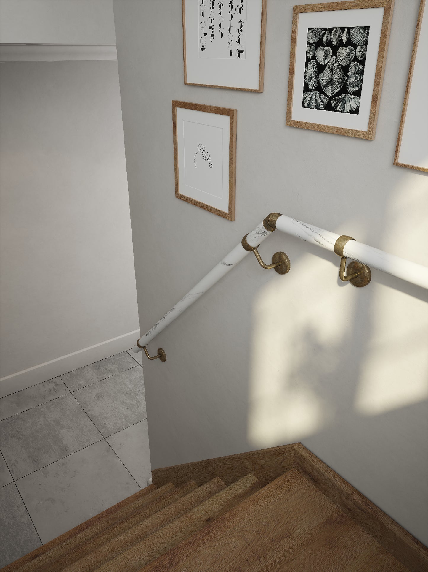 Montford Soft White Marble Half Turn Handrail