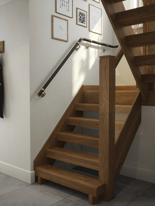 Enville Charcoal Half Turn Handrail with Harbury Brushed Silver brackets