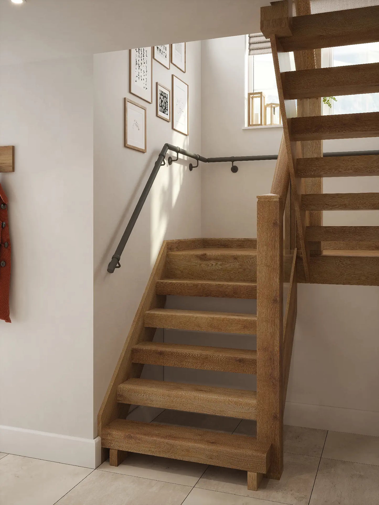 The Luddington textured grey Half Turn handrail system