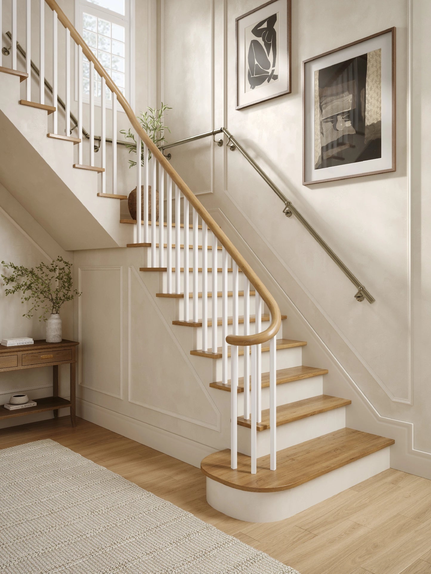 Loxley Antique Brass Quarter Landing Handrail