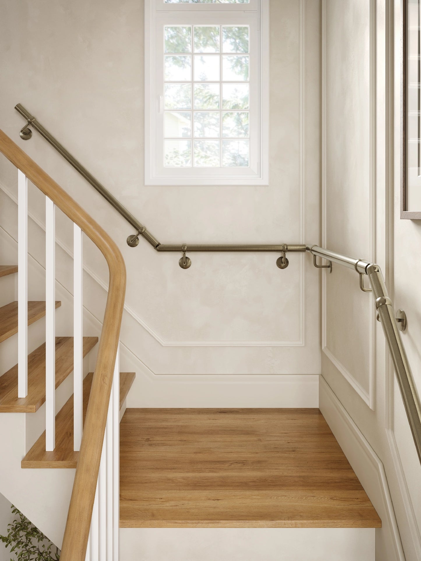 Loxley Antique Brass Quarter Landing Handrail