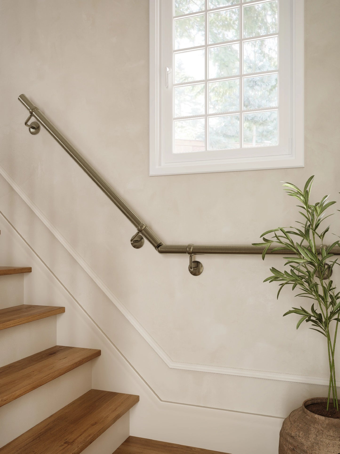 Loxley Antique Brass Quarter Landing Handrail
