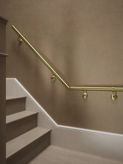 Ashorne Satin Brass Quarter landing handrail system