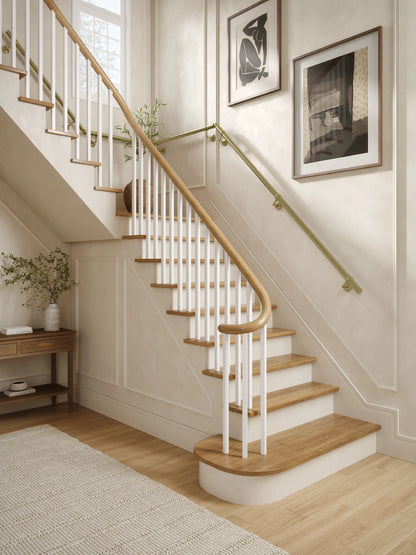 Ashorne Satin Brass Quarter Landing Handrail