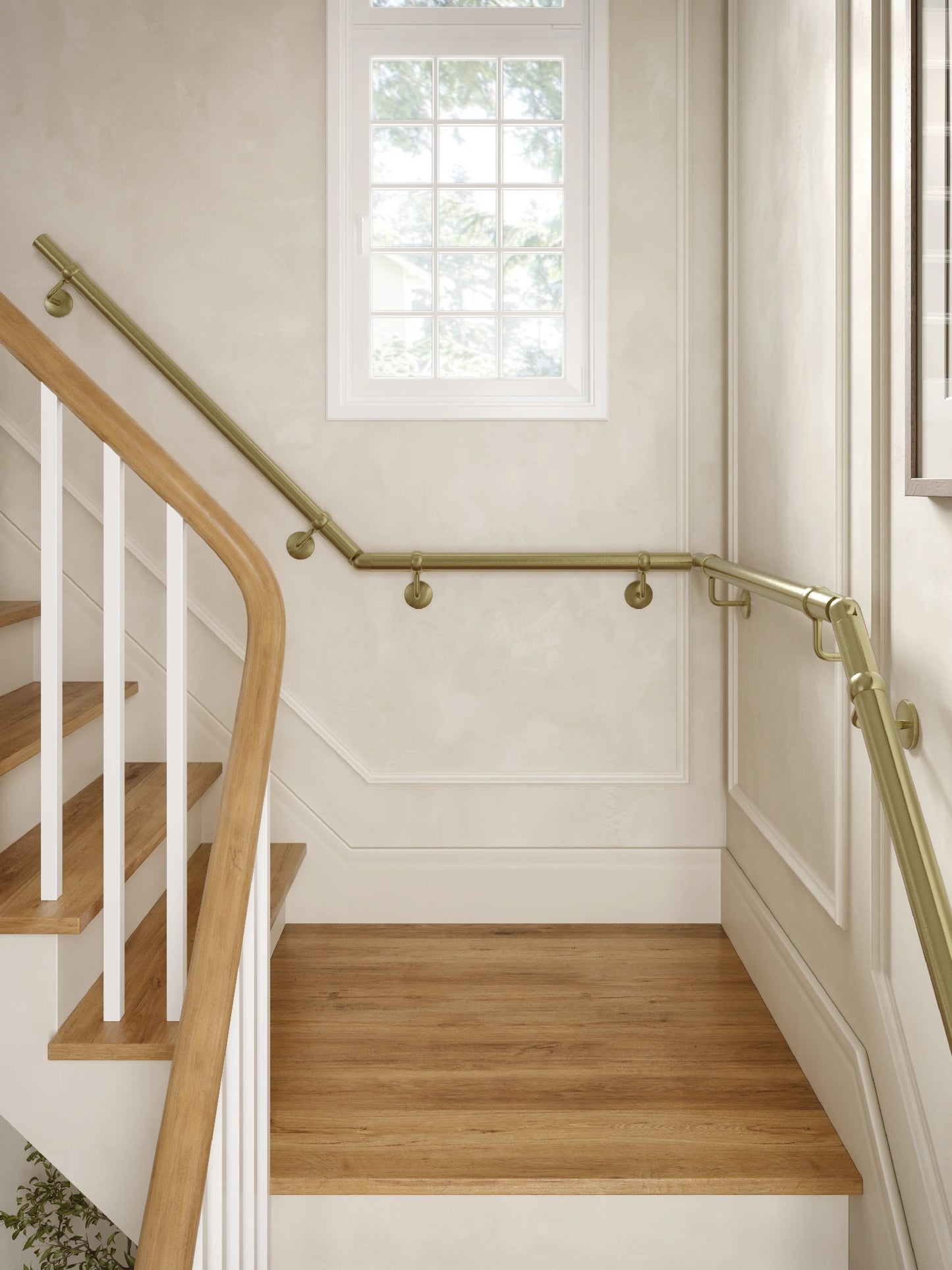 Ashorne Satin Brass Quarter Landing Handrail