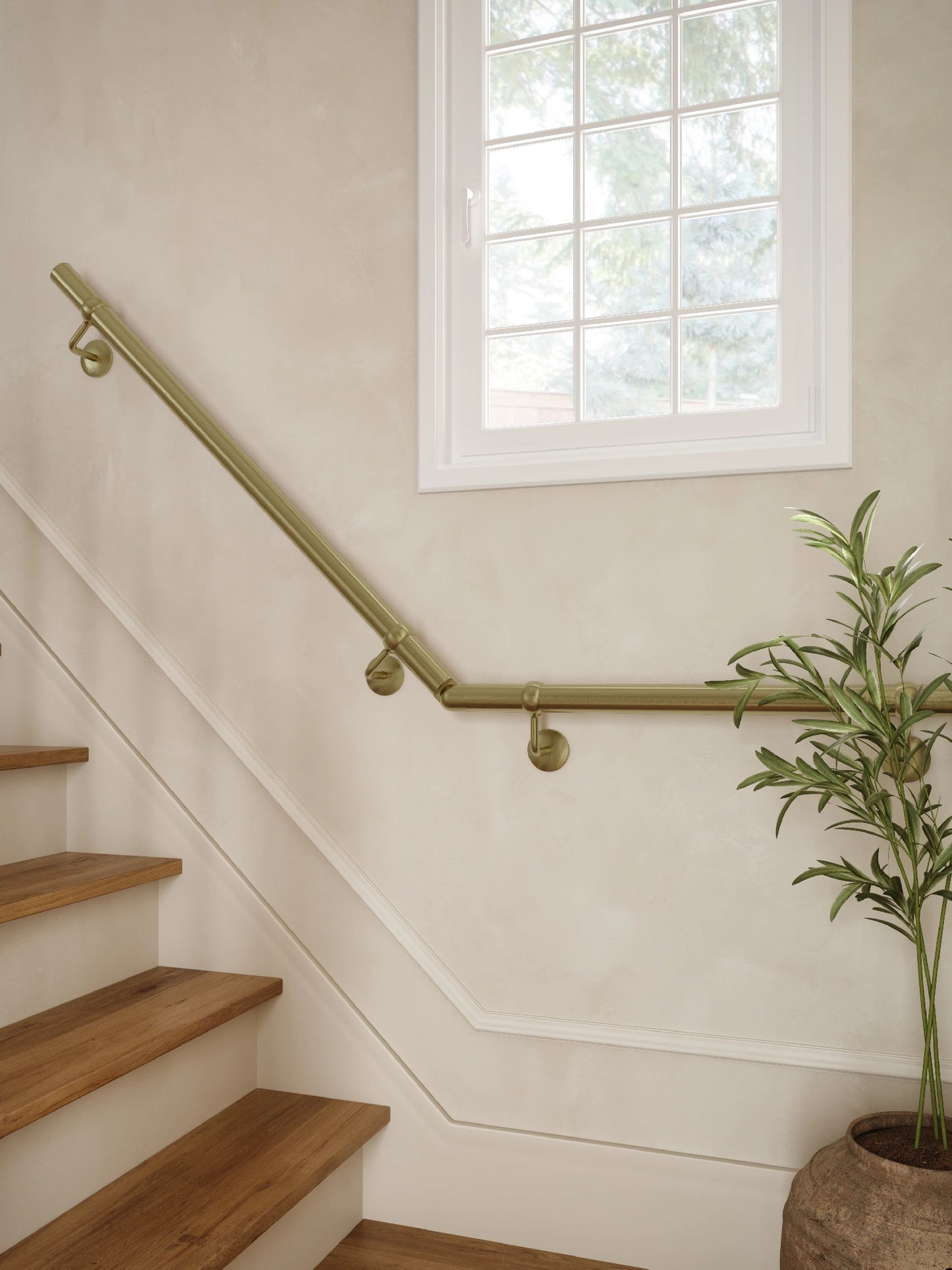 Ashorne Satin Brass Quarter Landing Handrail