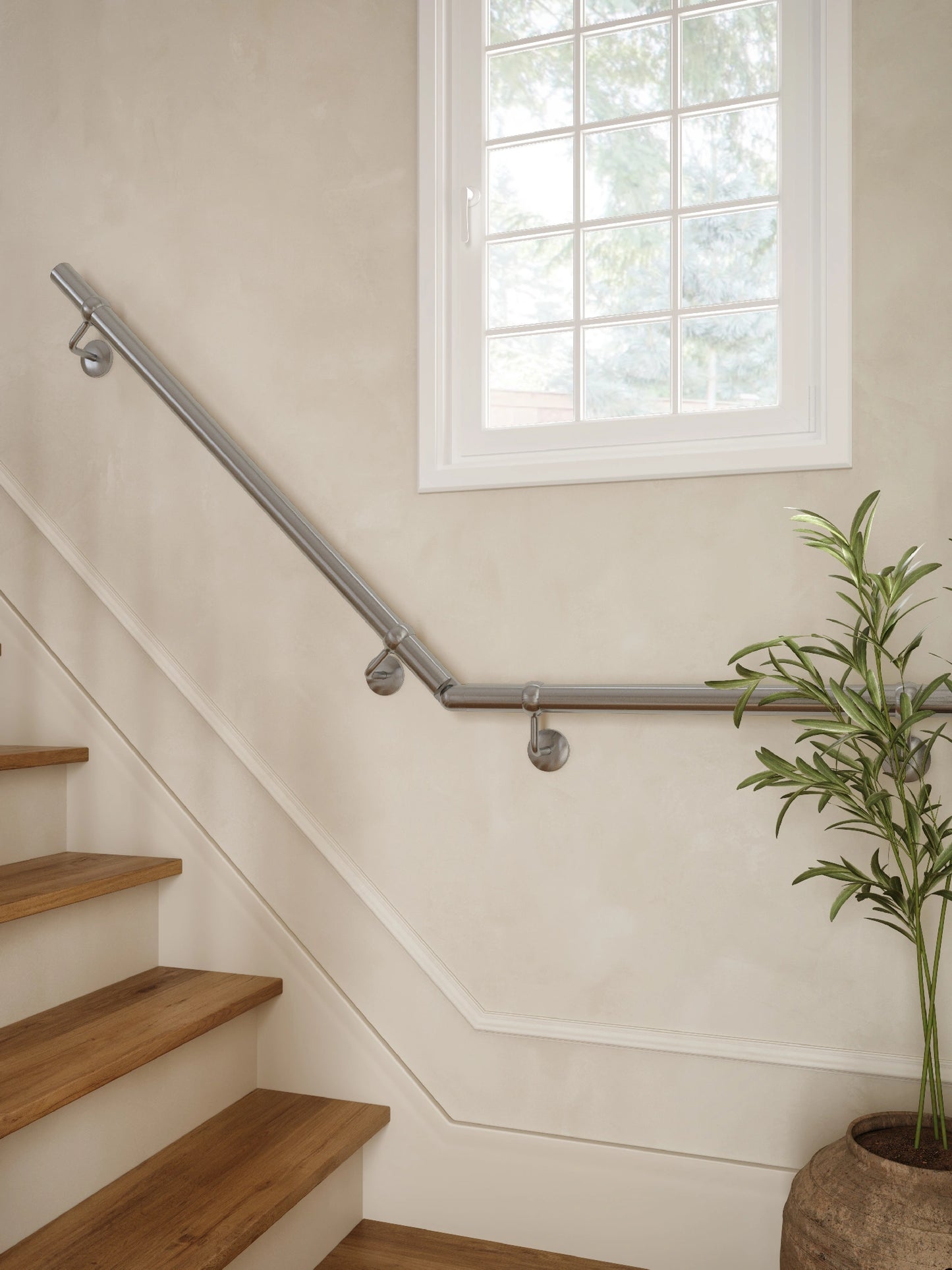 Harbury Brushed Silver Quarter Landing Handrail