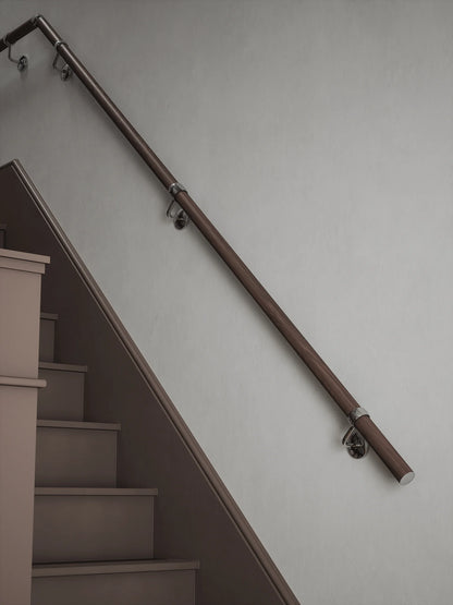 Wroxall Ebony Quarter Landing Handrail with Radway Chrome brackets