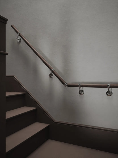 Wroxall Ebony Quarter Landing Handrail with Radway Chrome brackets