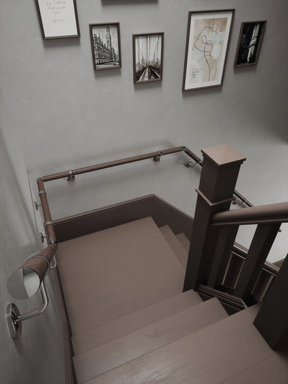 Wroxall Ebony Quarter Landing Handrail with Radway Chrome brackets