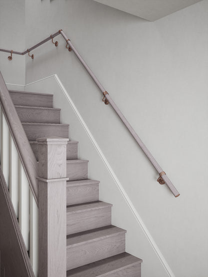 Pattingham Grey Wood Quarter Landing Handrail with Sambourne Antique Copper brackets