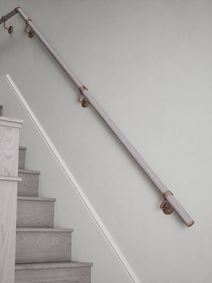Pattingham Grey Wood Quarter Landing Handrail with Sambourne Antique Copper brackets