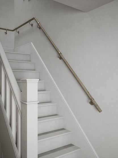 Wappenbury Grey Quarter Landing Handrail with Harbury Brushed Silver brackets
