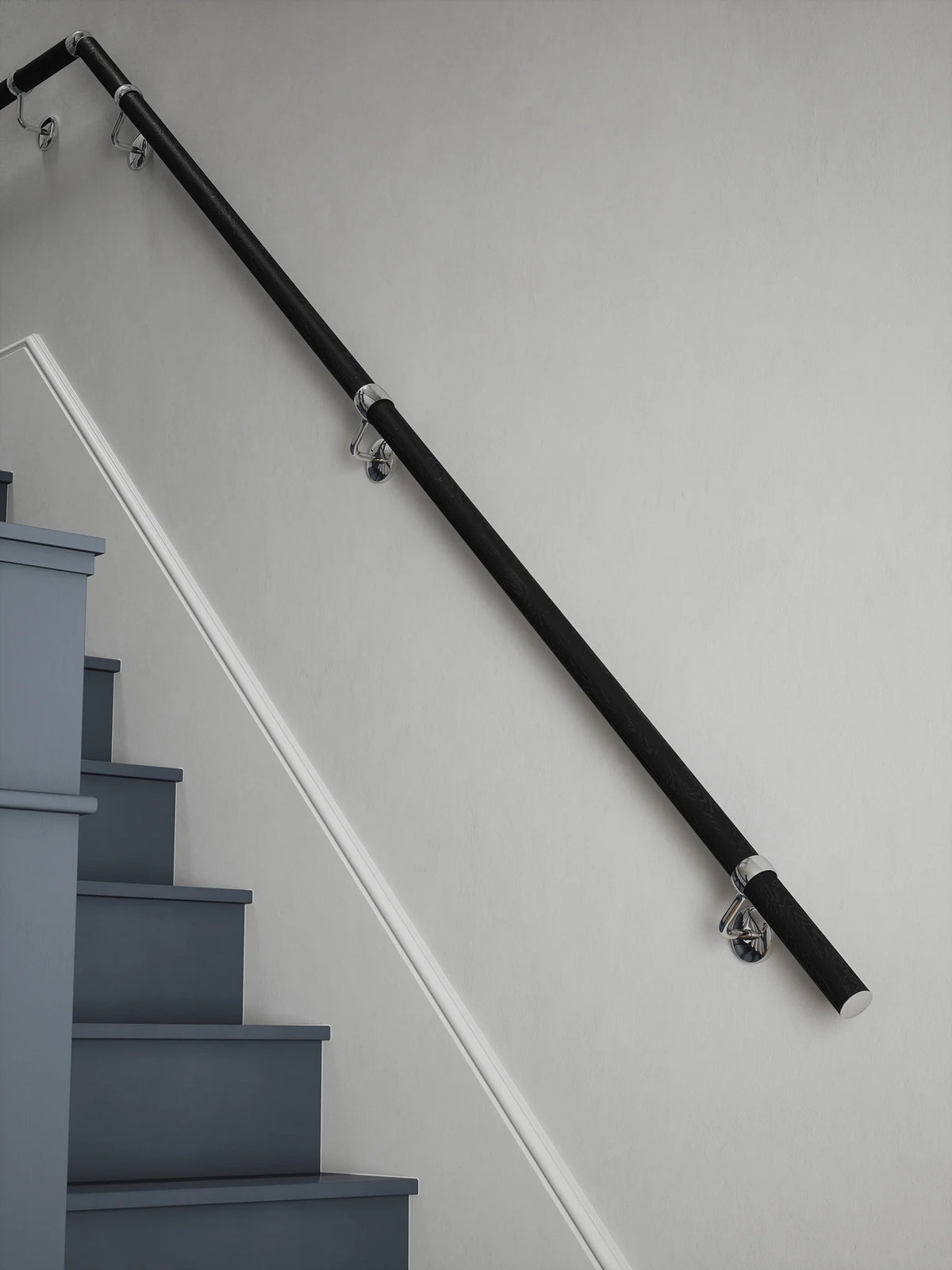 Blakedown Midnight Wood Quarter Landing Handrail with Radway Chrome brackets
