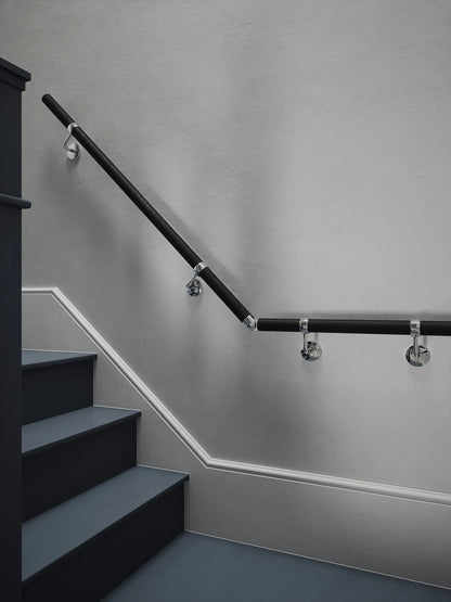 Blakedown Midnight Wood Quarter Landing Handrail with Radway Chrome brackets