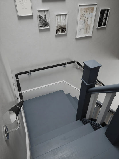 Blakedown Midnight Wood Quarter Landing Handrail with Radway Chrome brackets