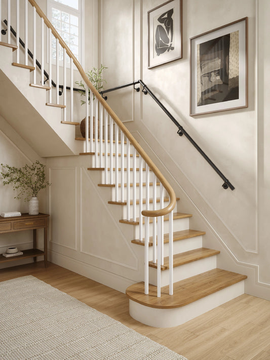 Kineton Matt Black Quarter Landing Handrail