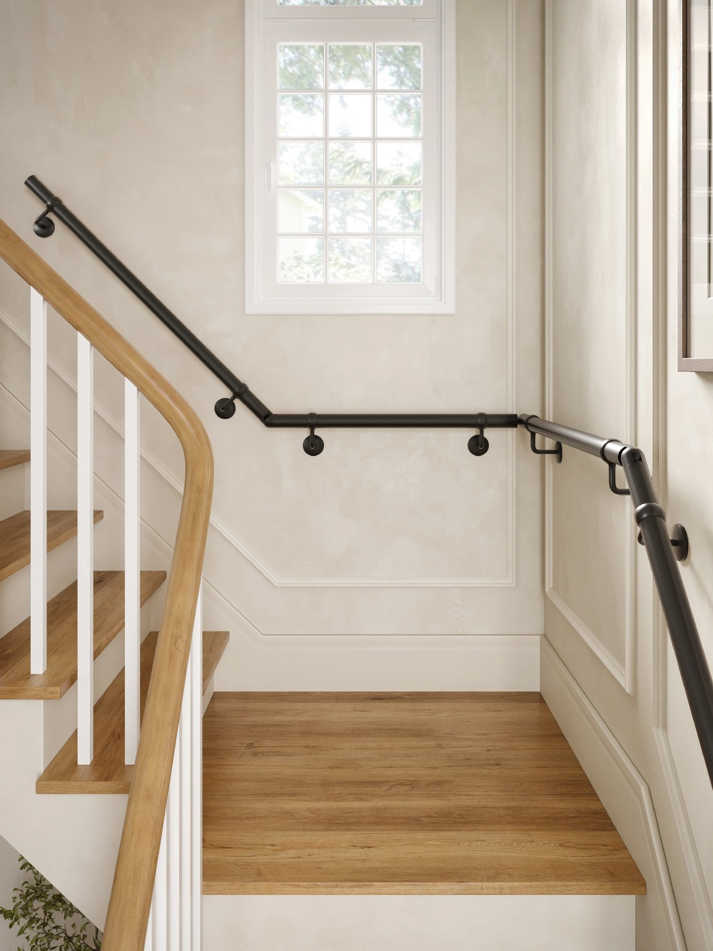 Kineton Matt Black Quarter Landing Handrail