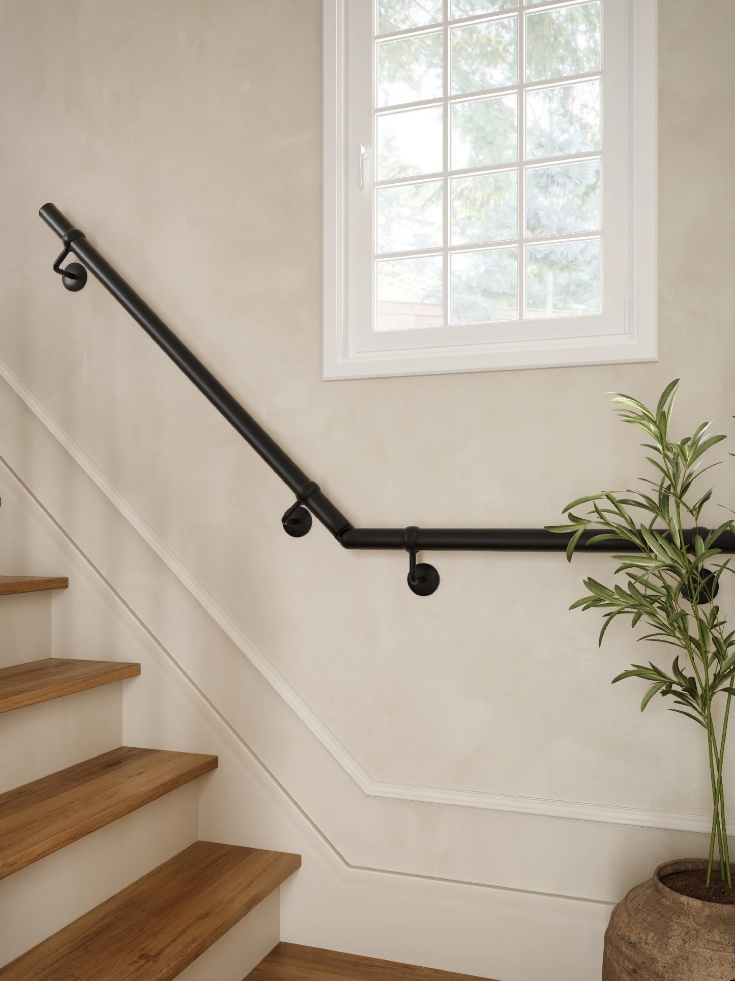 Kineton Matt Black Quarter Landing Handrail