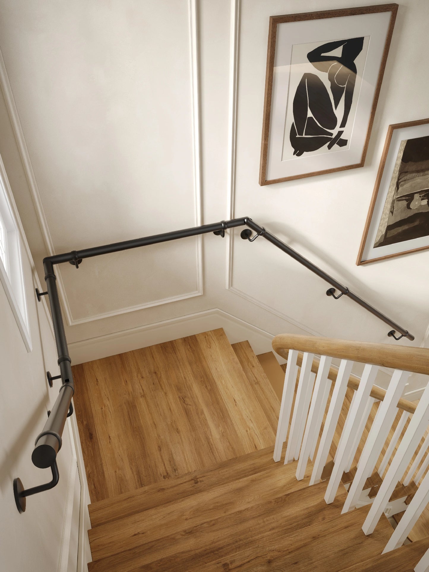 Kineton Matt Black Quarter Landing Handrail