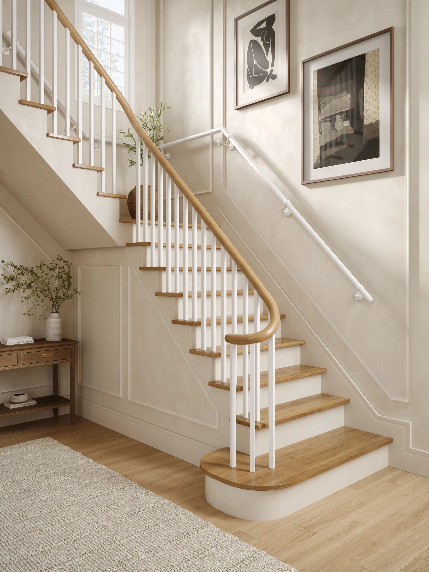 Edstone Matt White Quarter Landing Handrail